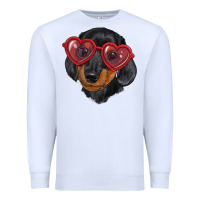 White Dachshund with love glasses Premium Sweatshirt - RanaPortraitStore
