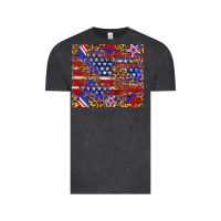 Vintage Black American flag and star leopard Vintage Tee - Artiststas