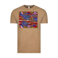 Vintage Coffee American flag and star leopard Vintage Tee - Artiststas