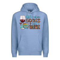 Colony Blue all i need are books and wine Premium Hoodie - JahusDesignShop