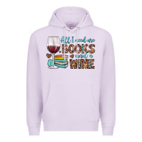 Lilac all i need are books and wine Premium Hoodie - JahusDesignShop