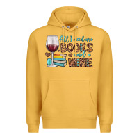 Mustard all i need are books and wine Premium Hoodie - JahusDesignShop