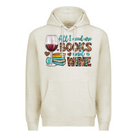 Oatmeal Heather all i need are books and wine Premium Hoodie - JahusDesignShop