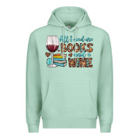 Seafoam all i need are books and wine Premium Hoodie - JahusDesignShop