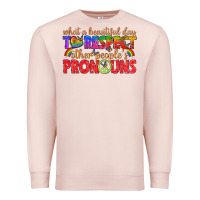 Pale Pink what a beautiful day to respect other peoples pron Premium Sweatshirt - texasbilliewilder
