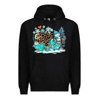 Black winter hearts with snowmans Premium Hoodie - AdoDesignShop