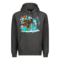 Charcoal Heather winter hearts with snowmans Premium Hoodie - AdoDesignShop