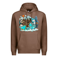 Chestnut winter hearts with snowmans Premium Hoodie - AdoDesignShop