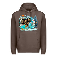 Coffee winter hearts with snowmans Premium Hoodie - AdoDesignShop
