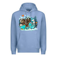 Colony Blue winter hearts with snowmans Premium Hoodie - AdoDesignShop