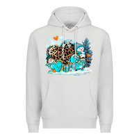 Dove Grey winter hearts with snowmans Premium Hoodie - AdoDesignShop