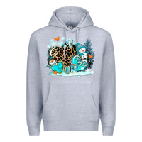 Heather Grey winter hearts with snowmans Premium Hoodie - AdoDesignShop