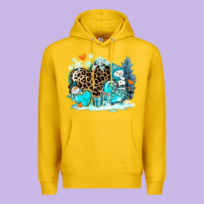 Winter Hearts With Snowmans Premium Hoodie Designed By Adodesignshop