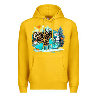 Lemon winter hearts with snowmans Premium Hoodie - AdoDesignShop