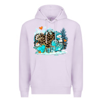 Lilac winter hearts with snowmans Premium Hoodie - AdoDesignShop