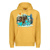 Mustard winter hearts with snowmans Premium Hoodie - AdoDesignShop