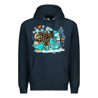 Navy winter hearts with snowmans Premium Hoodie - AdoDesignShop