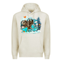 Oatmeal Heather winter hearts with snowmans Premium Hoodie - AdoDesignShop
