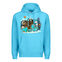 Ocean Blue winter hearts with snowmans Premium Hoodie - AdoDesignShop