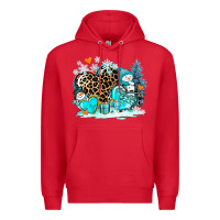 Red winter hearts with snowmans Premium Hoodie - AdoDesignShop