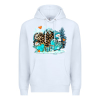 White winter hearts with snowmans Premium Hoodie - AdoDesignShop