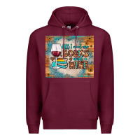 Burgundy all i need are books and wine Premium Hoodie - JahusDesignShop