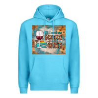 Ocean Blue all i need are books and wine Premium Hoodie - JahusDesignShop