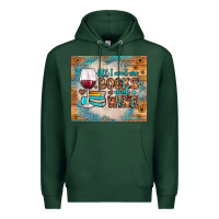 Sports Green all i need are books and wine Premium Hoodie - JahusDesignShop