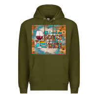 Army Green all i need are books and wine Premium Hoodie - JahusDesignShop