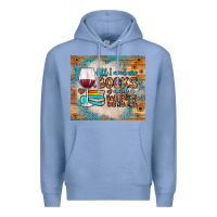 Colony Blue all i need are books and wine Premium Hoodie - JahusDesignShop