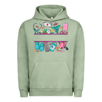 Pigment Oil Green nurse elements with costom name Urban Hoodie - AdoDesignShop