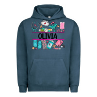 Pigment Midnight Navy nurse elements with costom name Urban Hoodie - AdoDesignShop