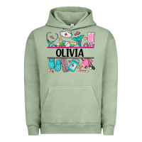 Pigment Oil Green nurse elements with costom name Urban Hoodie - AdoDesignShop