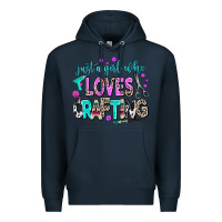 Navy just a girl who loves crafting Premium Hoodie - AdoDesignShop