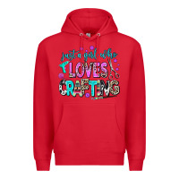 Red just a girl who loves crafting Premium Hoodie - AdoDesignShop