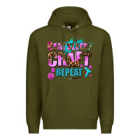 Army Green eat sleep craft repeat Premium Hoodie - AdoDesignShop