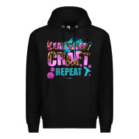 Black eat sleep craft repeat Premium Hoodie - AdoDesignShop