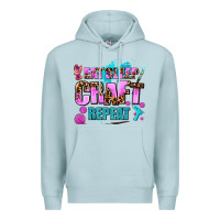 Blue Mist eat sleep craft repeat Premium Hoodie - AdoDesignShop
