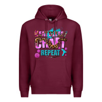 Burgundy eat sleep craft repeat Premium Hoodie - AdoDesignShop