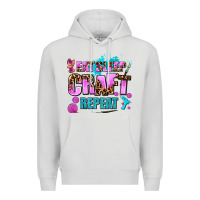 Dove Grey eat sleep craft repeat Premium Hoodie - AdoDesignShop