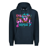 Navy eat sleep craft repeat Premium Hoodie - AdoDesignShop