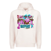 Pale Pink eat sleep craft repeat Premium Hoodie - AdoDesignShop