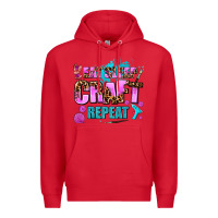 Red eat sleep craft repeat Premium Hoodie - AdoDesignShop