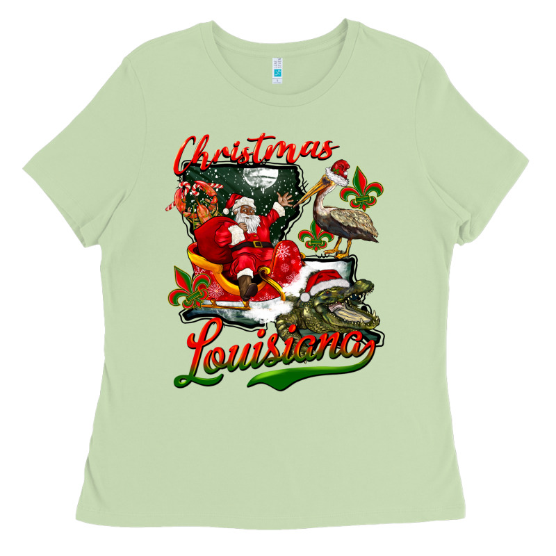 Louisiana Christmas With  Afro Santa Ladies Tee by BarkalooDesign | Teevron