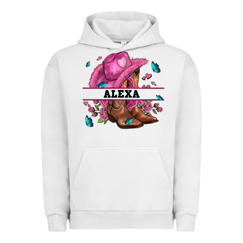 Pink Costom Name Cowgirl Hat And Roses Urban Hoodie by AdoDesignShop | Teevron