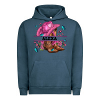 Pigment Midnight Navy pink costom name cowgirl hat and roses Urban Hoodie - AdoDesignShop