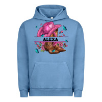 Pigment Pebble Blue pink costom name cowgirl hat and roses Urban Hoodie - AdoDesignShop