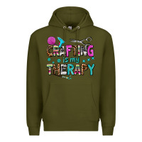 Army Green crafting is my therapy Premium Hoodie - AdoDesignShop