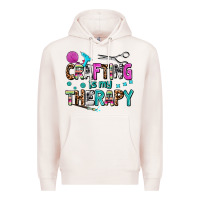 Pale Pink crafting is my therapy Premium Hoodie - AdoDesignShop