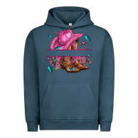 Pigment Midnight Navy pink cowgirl hat and roses Urban Hoodie - AdoDesignShop